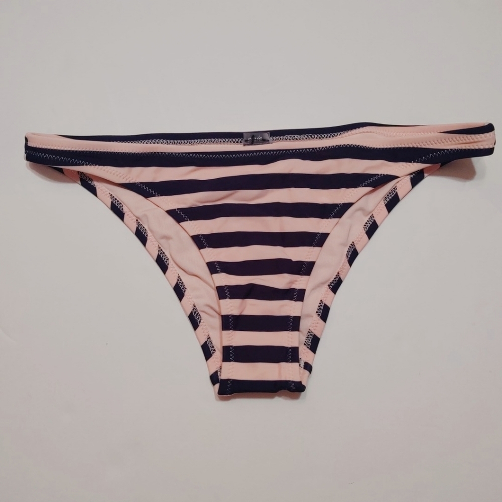 Aerie Pink Blue Stripe Swim Cheeky Bikini Bottom